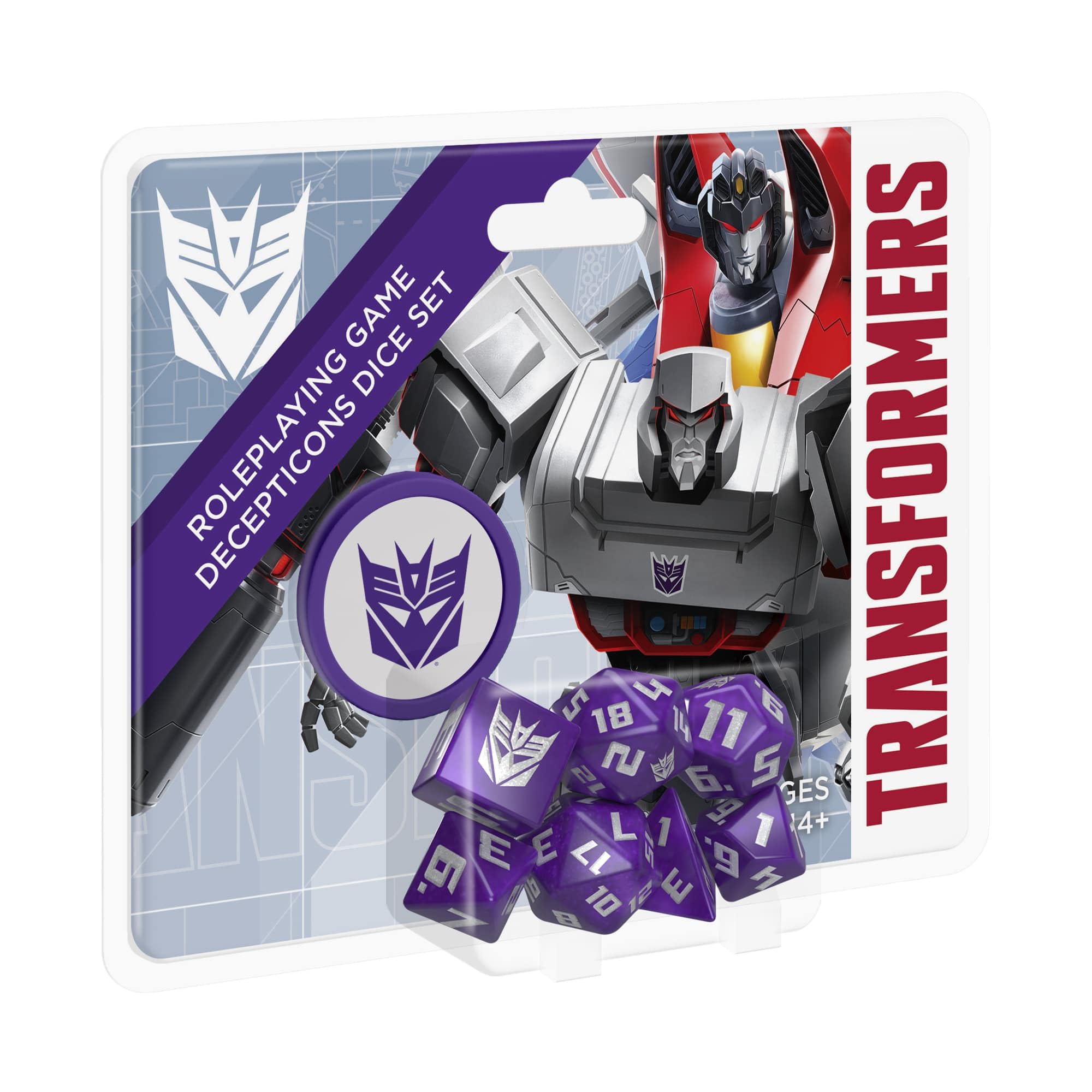 Renegade Game Studios: Transformers RPG Decepticon Dice Set - 8 Pieces - Roleplaying Game Accessory, Designed for The Essence20 Roleplaying System