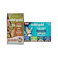 Solid Gold Sensitive Stomach Dry Cat Food - Made with Real Quail and Pumpkin for Gut Health and Immune Support - 6lb - Wet Cat Food Variety Pack - Wet Cat Food Pate & Shreds in Gravy Recipes - 12 pack