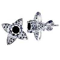 5.17 ct Black Round Real Moissanite Solitaire Stud Earrings