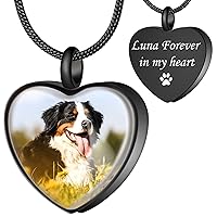 Fanery sue Pet Ashes Necklace Cremation Jewelry Personalized Picture&Quote Memorial Gifts for Loss of Dog/Cat Urn Necklaces Pets Loss Sympathy Gift Keepsake for Women