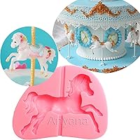 Merry Go Round Carousel horse silicone animal mould cake Fondant gum paste mold for Sugar paste birthday cupcake decorating topper decoration sugarcraft décor
