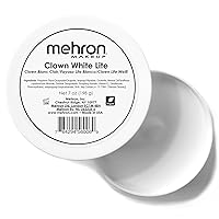 Mehron Makeup Clown White Lite | Professional Face Paint & Body Paint | White Cream Makeup, White Face Paint Makeup for Clown Makeup, Stage, Film, Cosplay, Mime, & Halloween 7 oz (198 g)