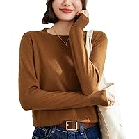 100% Cashmere Women's Crew Neck Pullover Soft Loose Solid Color Knitted Knitted Bottoming Shirt