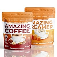 Superfood-Coffee &-Creamer - French Roast - 12 Natural Superfoods and Keto-Creamer with Hyaluronic Acid & MCT Oil [Cocoa & Vanilla]
