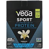Sport Premium Vegan Protein Powder, Vanilla - 30g Plant Based Protein, 5g BCAAs, Low Carb, Keto, Dairy Free, Gluten Free, Non GMO, Pea Protein for Adults, 12 x 1.6 oz Sachets (Packaging May Vary)