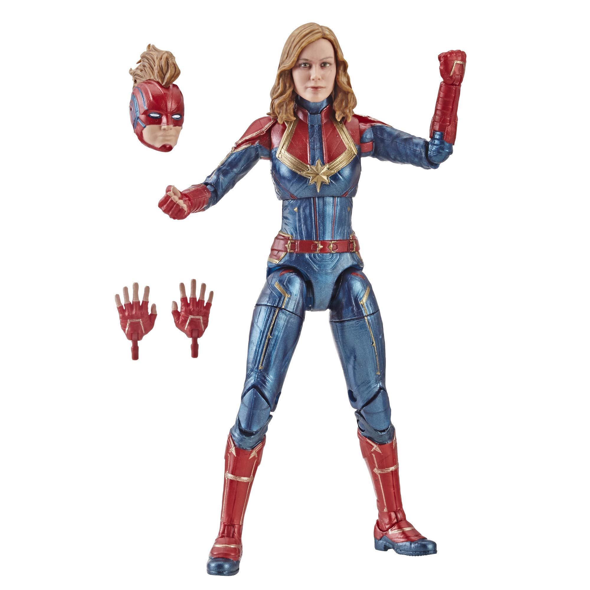 Marvel Captain Marvel 6-inch Legends Captain in Costume Figure for Collectors, Kids, and Fans