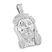 3.55 Ct Round Cut White Diamond Jesus Face Hip Hop Pendant 14k White Gold Plated 925 Sterling Silver