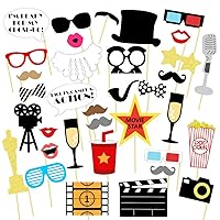 Movie Party Photo Booth Props Kit - Movie Night Party Supplies Decorations,Pack of 33