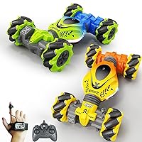 RC Cars 2 Pack 4WD Gesture Sensing RC Car Green and Yellow Hand Control Electric Toy Gifts Presents for Boys Girls Kids Children Party Birthday