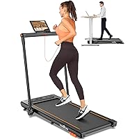 2.5HP Treadmill, 2 in 1 Under Desk Walking Pad Treadmill, Electric Compact Space Folding Treadmill for Home Office with LED Touch Screen 0.6-7.6MPH Wider Running Belt, No Assembly Needed
