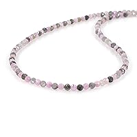 Natural Zircon and Kunzite Faceted Round Bead Gemstone Necklace with 925 Sterling Silver Chain for Women. Jewelry Gift for Easter, Mother, Wife, Birthday, Wedding Anniversary - 50 Cm