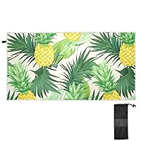 Pineapples Palm Leaves Extra Large Beach Towel for Women Men 31x71 Inch Quick Dry Sand Free Camping Towels Lightweight Absorbent Camping Towels for Pool Swimming Beach Travel