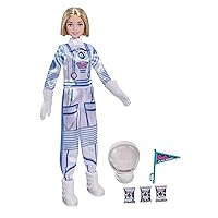 Barbie Space Discovery Astronaut Doll, Blonde, in Spacesuit with Helmet, Gloves, Flag & 3 Mini Packs of Astronaut Food (Non-Edible) for 3 to 7 Year Olds