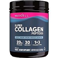 NeoCell Super Collagen Peptides, 20g Collagen Peptides per Serving, Gluten Free, Keto Friendly, Non-GMO, Grass Fed, Healthy Hair, Skin, Nails and Joints, Unflavored Powder, 21.2 oz., 1 Canister