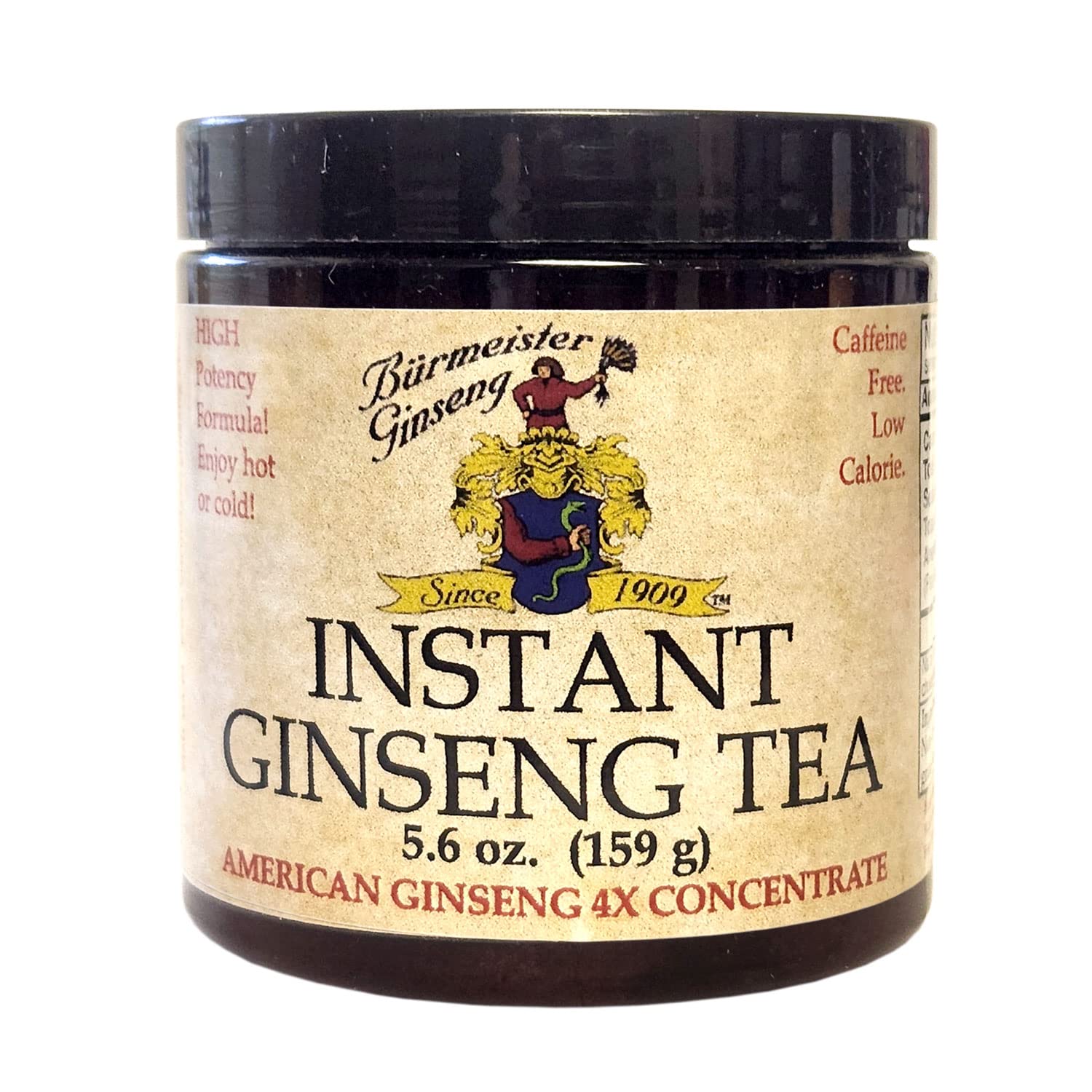 Burmeister Ginseng Instant American Ginseng Root Powder Tea, 5.6 oz Jar – Panax Tea - American Ginseng Tea