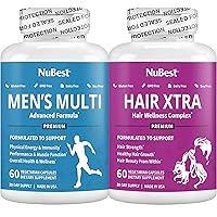 Bundle of Men’s Multi 18+ - Energy, Immunity, Muscle Strength, Health & Beyond and Hair Xtra Advanced Hair Growth Vitamins - with Biotin, Zinc, MSM, B Vitamins, Choline & More