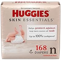 Huggies Size Newborn Diapers, Skin Essentials Baby Diapers, Size Newborn (6-9 lbs), 168 Count