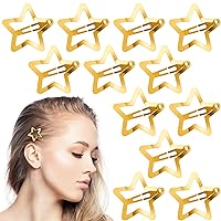 OIIKI 12PCS Gold Star Hair Cips, Women Metal Star Hair Barrettes, 1.18in Non Slip Hair Snap Clips, Golden Star Hair Accessories for Women, Girls, 2000s