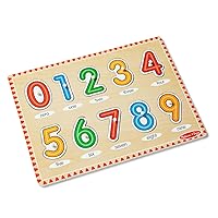 Melissa & Doug Lift & See Numbers Wooden Peg Puzzle - 10 Pieces Number Puzzles for Toddlers and Kids Ages 1+ - FSC-Certified Materials