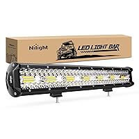 Nilight 18024C-A 420W 20Inch Triple Row Flood Spot Combo 42000LM Bar Driving Boat Led Off Road Lights for Trucks, 2 Years Warranty , White