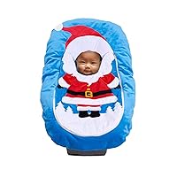 Car Seat Cuties, Baby Car Seat Cover, Stretchy Universal Fit Infant Car Seat Carrier Cover for Baby Boys and Girls, Soft & Warm Baby Blanket Style Car Seat Cover, Infant Costume (Santa)