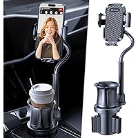 15inch Cup Holder Phone Mount with Cup Expander [Enjoy Convenience and Flexibility] Drink Cup Phone Holder for Car/Truck/SUV, Adjustable Long Neck Compatible with iPhone, Samsung