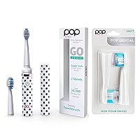 Pop Sonic Electric Toothbrush (White Dots) Bonus 2 Pack Replacement Head- Travel Toothbrushes w/AAA Battery | Kids Electric Toothbrushes with 2 Speed & 15,000-30,000 Strokes/Minute