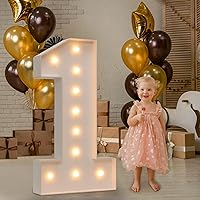 imprsv Marquee Numbers, 4FT Marquee Light Up Numbers for 1st Party Birthday Decorations, Mosaic Numbers for Balloons, Large Cardboard Numbers, Number One Balloon Frame, Number Blocks Birthday Decor