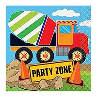 Multicolored Construction Party Beverage Napkins, 16-Pack - Perfect for Kids' Birthdays & Building-Themed Bash & Events