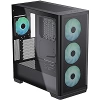 C1 Mid-Tower ATX Black PC Case, 4 Included High Airflow APNX FP1 ARGB Fans, up to 11 Total Fan Slots, Top and Side 360mm Liquid Cooler Support, 5-Port PWM ARGB Control Hub