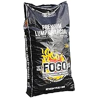 FOGO Premium Oak Restaurant Grade All-Natural Hardwood Flavor Lump Charcoal Fuel for Ideal Grilling and Smoking, Black, 35 Pounds