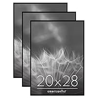 Americanflat 20x28 Picture Frame in Black - Set of 3 - 20x28 Frame with Slimline Molding, Plexiglass Cover, and Hanging Hardware for Horizontal or Vertical Wall Display