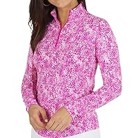 IBKUL Athleisure Wear Sun Protective UPF 50+ Icefil Cooling Tech Abstract Skin Print Long Sleeve Mock Neck Top – 10487