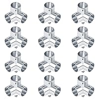 12 Pack 90 Degree Elbow Corner Cross Pipe Clamps Fit 3/4 in. (19.1 mm) Actual OD Stainless Steel Tube, 3 Way Structural Tube Connector Side Outlet Tee Joint, Metal Pipe Fitting, Included Fasteners
