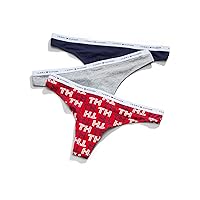 Tommy Hilfiger Women's Cotton Logo Band Thongs 3-Pack