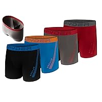 Spyder Mens Boxer Briefs 4 Pack Poly Spandex Performance Boxer Briefs Underwear/Comfort Support Pouch Boxer Briefs