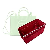 Premium Purse Organizer compatible with Telfar Bag Organizer Medium Cup Holder, Handmade 2mm Felt Insert with Silver Zipper, Snug Sturdy Fit (For Telfa* Medium Shopping Bag, Black)