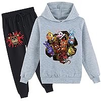 Kid Graphic Pullover Hoodie and Sweatpants Set,2 Piece Outfits Cotton Long Sleeve Sweatshirts for Boys Girls