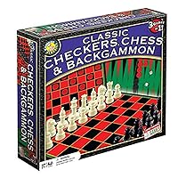 Classic Checkers, Chess and Backgammon Set - For Ages 7 Years and Up