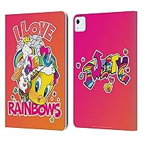 Head Case Designs Officially Licensed Looney Tunes I Love Rainbow Patterns Leather Book Wallet Case Cover Compatible with Apple iPad Air 2020/2022