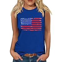2004 American Flag Print Tank Tops Women USA Stars Stripes Patriotic Sleeveless Shirt Summer Casual 4th of July Tees