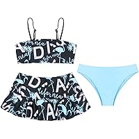 iiniim Girls Swimsuit Bikini Tankini 3 Piece Swimwear Bathing Suit Beachwear with Cover Up Beach Skirt