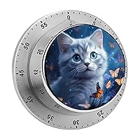Cat Butterfly Kitchen Timer 60 Minute Countdown Cooking Timer for Home Study