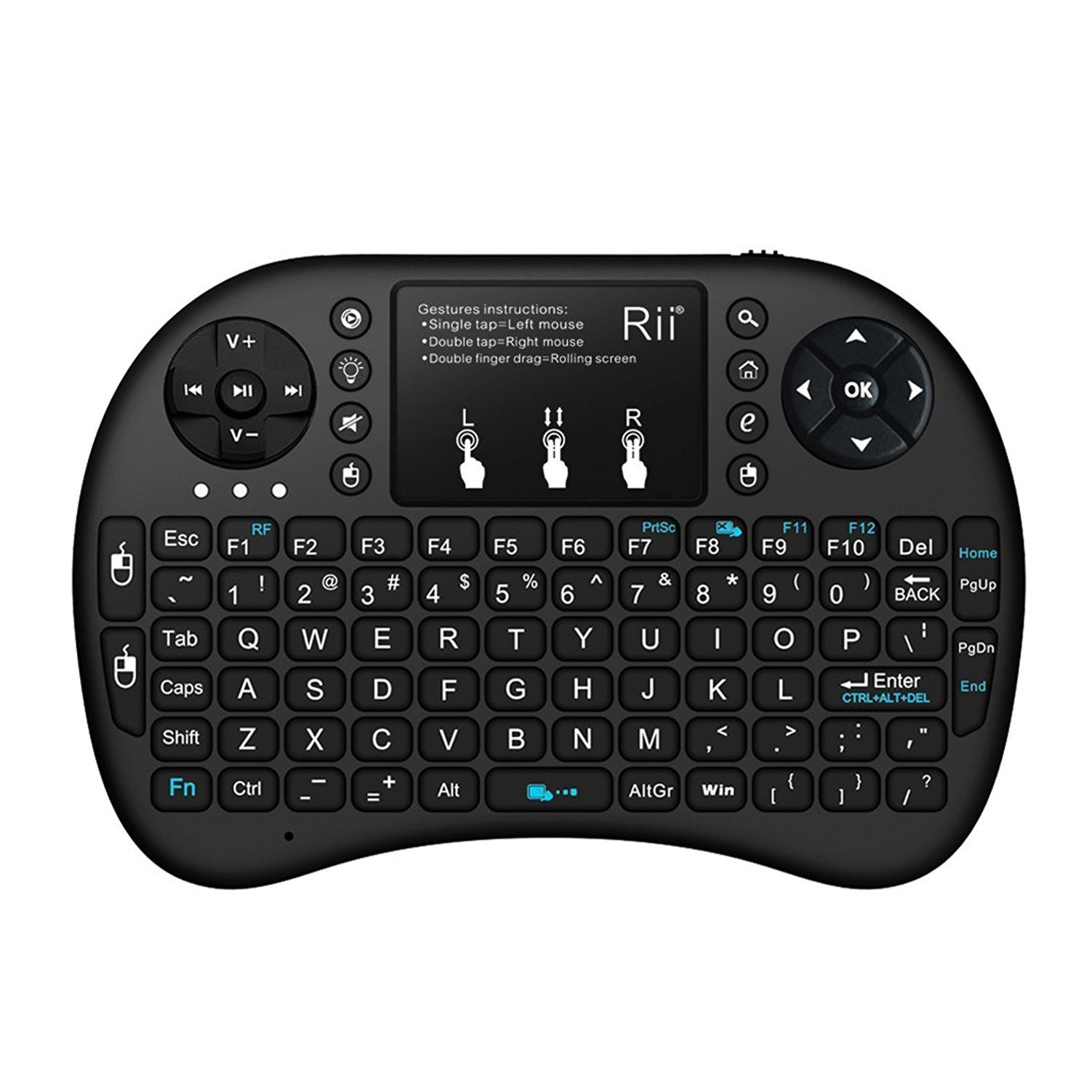 Rii i8+ 2.4GHz Mini Wireless Keyboard with Touchpad Mouse, LED Backlit, Rechargable Li-ion Battery (Updated 2017,Backlit)