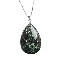 Genuine Gemstone Bracelet Natural Seraphinite Crystals Jewelry Elastic Pendant