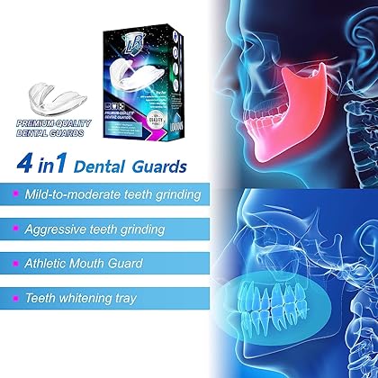 LORIOUS Mouthguard - One Size Fits All Premium Set of 6 BPA Free Moldable, Customizable and Trimmable Medical Grade Mouth Guard for Grinding Teeth Clenching Bruxism, Sport Athletic, Whitening Tray