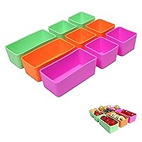 9pcs Set: 6pcs Square + 3pcs Rectangular Silicone Lunch Box Bento Dividers - Bento Box Dividers - Silicone Cupcake Baking Cups - Bento Box Accessories Meal Prep Containers