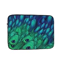 Laptop Sleeve 17 inch Green and Blue Feathers Print Laptop Case Briefcase Cover Slim Laptop Bag Shockproof Laptop Protective case for Travel Work