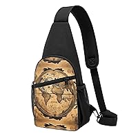 Ancient Map World Globe Casual Crossbody Chest Bag, Lightweight Shoulder Backpack, Women'S, Men'S Hiking Outdoor Backpacks
