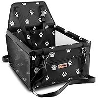 Petbobi Pet Reinforce Car Booster Seat for Dog Cat Portable and Breathable Bag with Seat Belt Dog Carrier Safety Stable for Travel Look Out,with Clip on Leash with PVC Tube (Foot)
